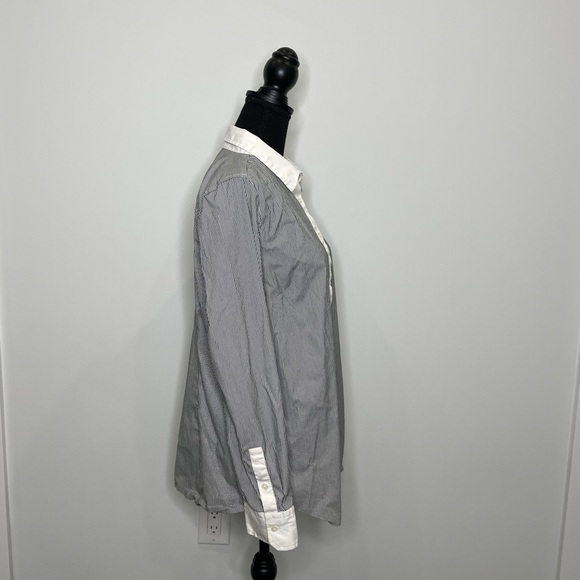 Ann Taylor Black and White Striped Button Up - Picture 3 of 6